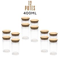 Pote Vidro Borossilicato Hermético Tampa Bambu Mantimento Tempero Empilhável Cozinha 400 ML