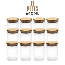 Pote Vidro Borossilicato Hermético Tampa Bambu Mantimento Tempero Empilhável Cozinha 640 ML Pote Vidro Borossilicato Hermético Tampa Bambu Mantimento Tempero Empilhável Cozinha 640 ML