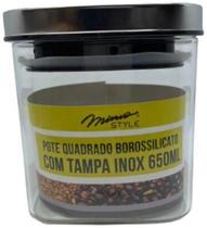 Pote Vidro Borrosilicato Tampa Quadrada Inox 650Ml Mimo