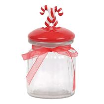 Pote Vidro Com Tampa Candy Cane 300ml Florarte