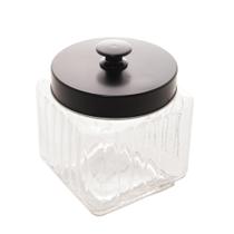 Pote Vidro Com Tampa Metal Preta 12x12x14cm 1,2l Lyor