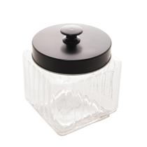 Pote Vidro Com Tampa Metal Preta 12x12x14cm 1,2l Lyor