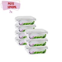 Pote Vidro Hemertico 1040ML Vai ao Forno Com Tampa 7 Unidades