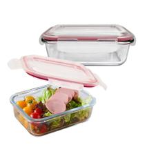 Pote Vidro Hermético 3 Divisórias Tampa Lock Marmita 1040ml