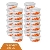 Pote Vidro Hermético 4 Travas Redondo 620ml Marmita 24 Unidade Pote Vidro Hermético 4 Travas Redondo 620ml Marmita 24 Unidade
