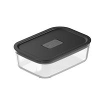 Pote Vidro Hermético 850ml Fresh Lock Preto Freezer e Forno