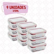 Pote Vidro Hermético Mantimento Marmita Fitnes 370ml 9 Unida