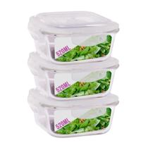 Pote Vidro Hermético Mantimento Tampa 4 Travas 520ml 3 Unidades