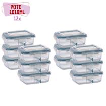 Pote Vidro Hermético Mantimentos Divisória 1010ml 12 Unidade