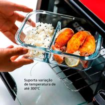 Pote Vidro Hermético Marmita Divisória Tampa 4 Travas 630 e 1040ml Pote Vidro Hermético Marmita Divisória Tampa 4 Travas 630 e 1040ml