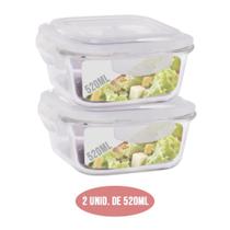 Pote Vidro Hermético Marmita Fit Jogo com 2 Unidades 520ml Pote Vidro Hermético Marmita Fit Jogo com 2 Unidades 520ml