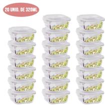 Pote Vidro Hermético Marmita Fit Jogo com 20 Unidades 320ml