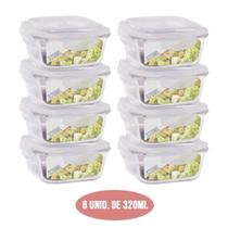 Pote Vidro Hermético Marmita Fit Jogo com 8 Unidades 320ml Pote Vidro Hermético Marmita Fit Jogo com 8 Unidades 320ml