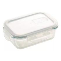 Pote Vidro Hermético Marmita Mantimentos Cinza Tampa 640ml
