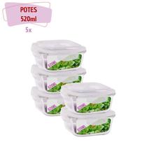 Pote Vidro Hermético Marmita Tampa 4 Travas 520ml 5 Unidades Pote Vidro Hermético Marmita Tampa 4 Travas 520ml 5 Unidades