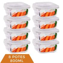 Pote Vidro Hermético Marmita Tampa Plástico 800ml 8 Unidades Pote Vidro Hermético Marmita Tampa Plástico 800ml 8 Unidades