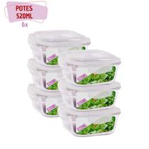 Pote Vidro Hermético MarmitaTampa 4 Travas 520ml 6 Unidades - QUALITY HOUSE Pote Vidro Hermético MarmitaTampa 4 Travas 520ml 6 Unidades - QUALITY HOUSE