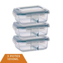 Pote Vidro Hermético para Divisória Tampa 1010ml 3 Unidades Pote Vidro Hermético para Divisória Tampa 1010ml 3 Unidades