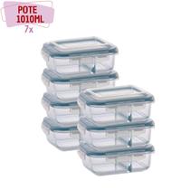 Pote Vidro Hermético para Mantimentos Divisória 1010ml 7 Unidades