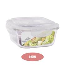 Pote Vidro Hermetico Quadrado Mantimentos Vedação 800 ml
