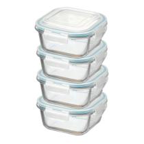 Pote Vidro Hermético Quadrado Tampa Conjunto 4 Peças 310ml Pote Vidro Hermético Quadrado Tampa Conjunto 4 Peças 310ml