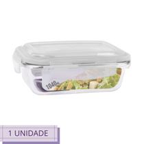 Pote Vidro Hermetico Retangular 1040 ml 4 Travas c/ Vedação