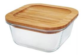 Pote vidro hermético tampa bambu 1,15L