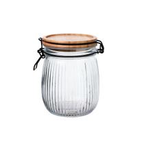 Pote Vidro Hermético Versalhes Tampa Bambu Trava Prime 800ml - Lehaví