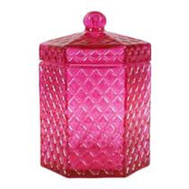 Pote Vidro Hexa Sides Grande Pink 11x11x18.5cm