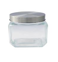 Pote Vidro Liso Quadrado 950ml Tampa Rosca Inox Hermético Porta Tempero Mantimento Marmita