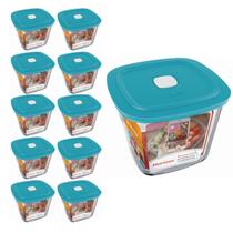 Pote Vidro Quadrado Alto Facilita Com Tampa 1L Marinex 10Un Pote Vidro Quadrado Alto Facilita Com Tampa 1L Marinex 10Un