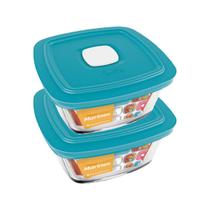 Pote Vidro Quadrado Facilita C/ Tampa 300ml Marinex 2 Unid