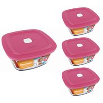 Pote Vidro Quadrado Facilita C/ Tampa 500ml Marinex 3Un