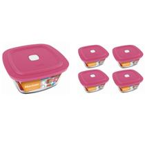 Pote Vidro Quadrado Facilita C/ Tampa 500ml Marinex 4Un Pote Vidro Quadrado Facilita C/ Tampa 500ml Marinex 4Un