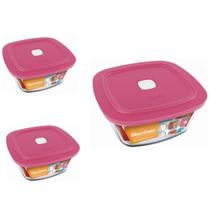 Pote Vidro Quadrado Facilita Marmita 300ML Marinex 2Un