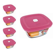 Pote Vidro Quadrado Facilita Marmita 300ML Marinex 4Un Pote Vidro Quadrado Facilita Marmita 300ML Marinex 4Un