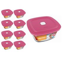 Pote Vidro Quadrado Facilita Marmita 300ML Marinex 8Un Pote Vidro Quadrado Facilita Marmita 300ML Marinex 8Un