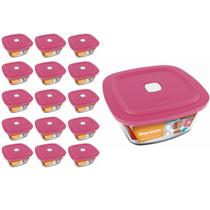 Pote Vidro Quadrado Facilita Marmita 500ML Marinex 15Un