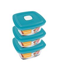 Pote Vidro Quadrado Facilita Marmita 500ML Marinex 3Unidades