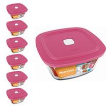 Pote Vidro Quadrado Facilita Marmita 500ML Marinex 6Un