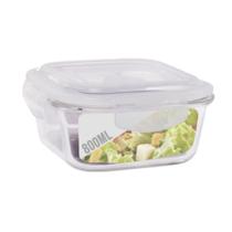 Pote Vidro Quadrado Marmita Mantimentos Fit 800 ml 4 Travas