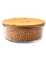 Pote vidro redondo com tampa de bambu 19,5x 7,9cm 1,32l Pote vidro redondo com tampa de bambu 19,5x 7,9cm 1,32l