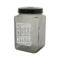 Pote Vidro Tampa Bon Appetit Preto 1,5 Litro Casambiente