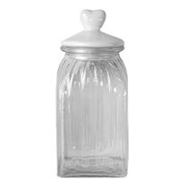 Pote Vidro Tampa Cerâmica Coração 1500ml Class Home