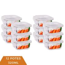 Pote Vidro Tampa Hermética Quadrado 320ml Papinha 12 Unidade Pote Vidro Tampa Hermética Quadrado 320ml Papinha 12 Unidade