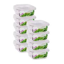 Pote Vidro Tampa Hermética Quadrado 320ml Papinha 9 Unidades - QUALITY HOUSE