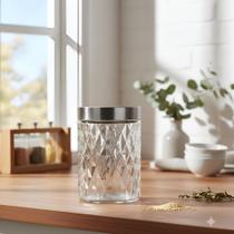 Pote Vidro Tampa Inox 700ml Redondo Mantimentos Cozinha