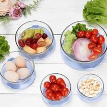 Pote Vidro Tipo Tappuerware Vasilha Conserva Conjunto 5 Peças Tigela Armazena Alimento Tempero Guarda