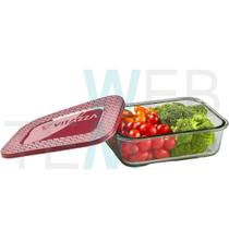 Pote Vitazza de Vidro 1L para Marmita Sustentável, Retangular e Ideal para Armazenamento de Alimentos no Microondas e Freezer