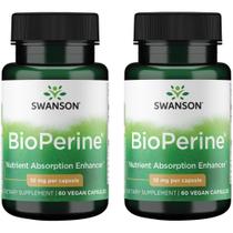 Potenciador de absorção de nutrientes Swanson BioPerine de 10 mg, 60 cápsulas, pacote com 2 Potenciador de absorção de nutrientes Swanson BioPerine de 10 mg, 60 cápsulas, pacote com 2